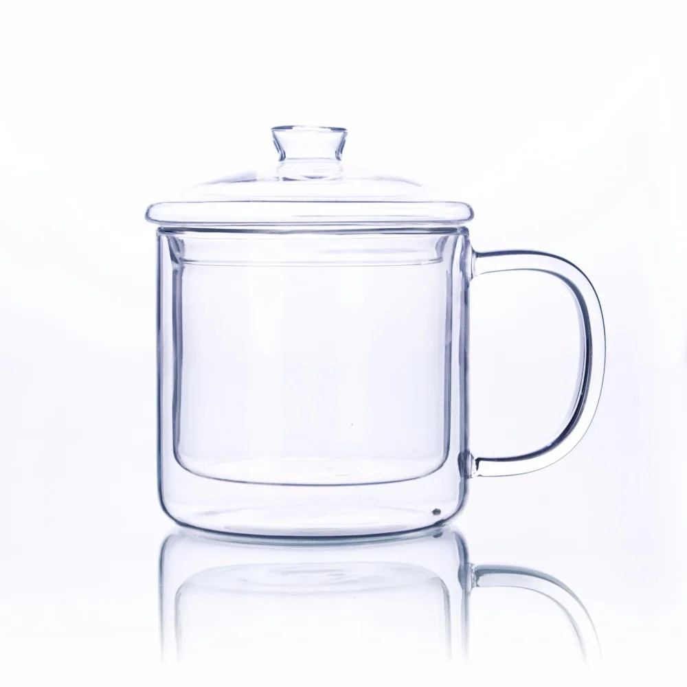 

Lots 400ml Heat Resistant Double Wall Clear Glass Tea Drink Cups Mugs with Lid