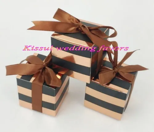 

(50 Picess/Lot) New arrive Wedding and Party gift box of square stripe design candy box for wedding souvenirs favor boxes