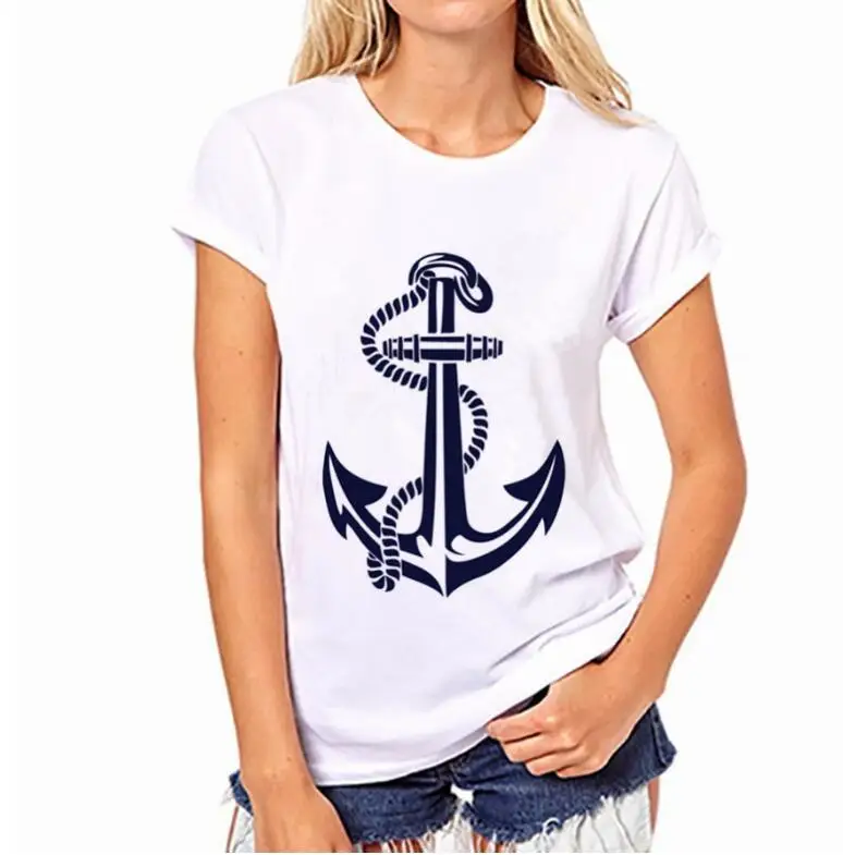 

New women's anchor T-shirt with short sleeves round collar short sleeve summer Fashion Sexy design Casual round neck t-shirts