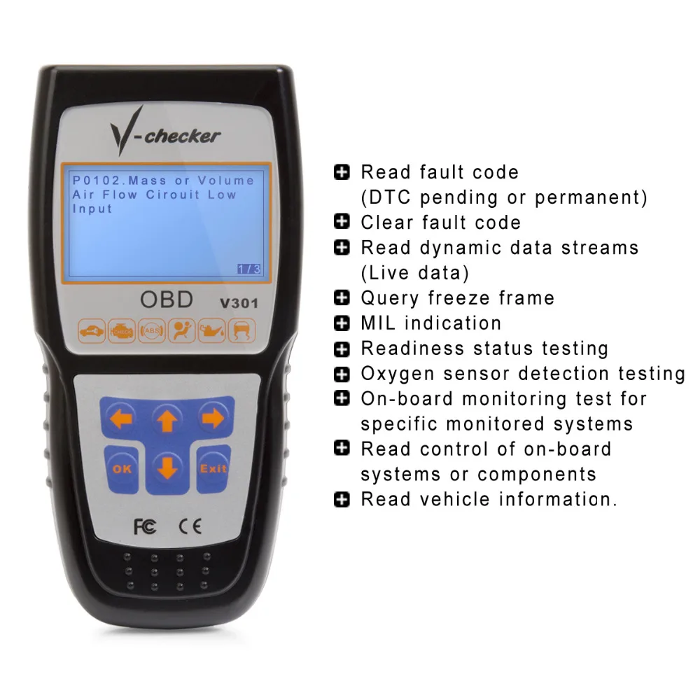 Новый VChecker V Checker V-CHECKER V301 OBD2 Профессиональный считыватель кодов Canbus 301 |