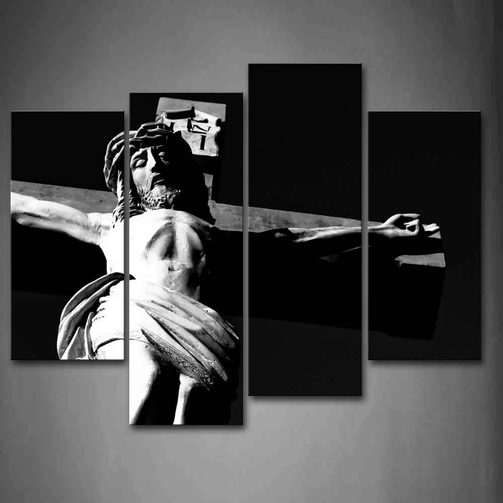 Black And White Christian Cross Wall Art Painting The Picture Print On