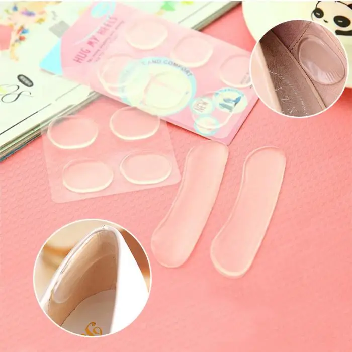 1Pair Woman Shoes Sticker Transparent Silicone High Heels Sandals Protector Prevent Rub Pain Heel Grips Invisible Insole MUG88