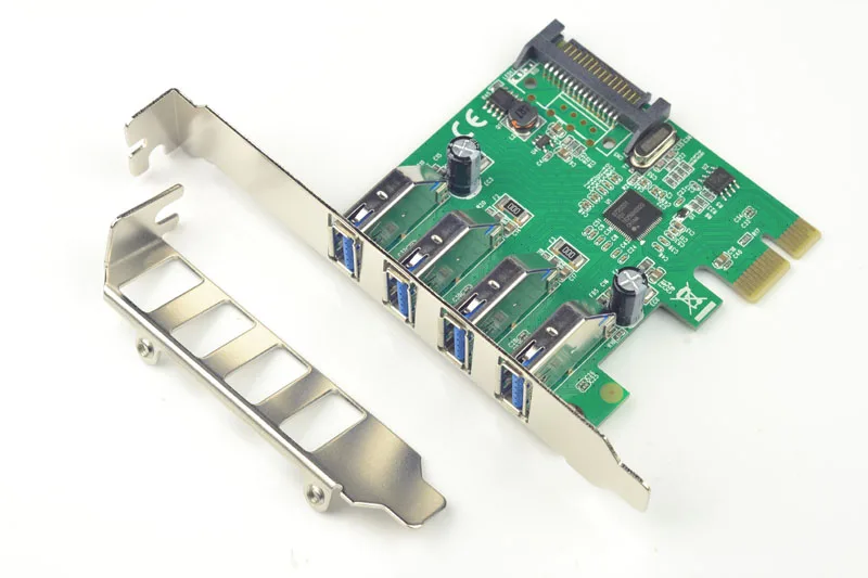 SYBA PCI-Express 4 порта USB 3,0 с разъемом питания 15 Pin SATA