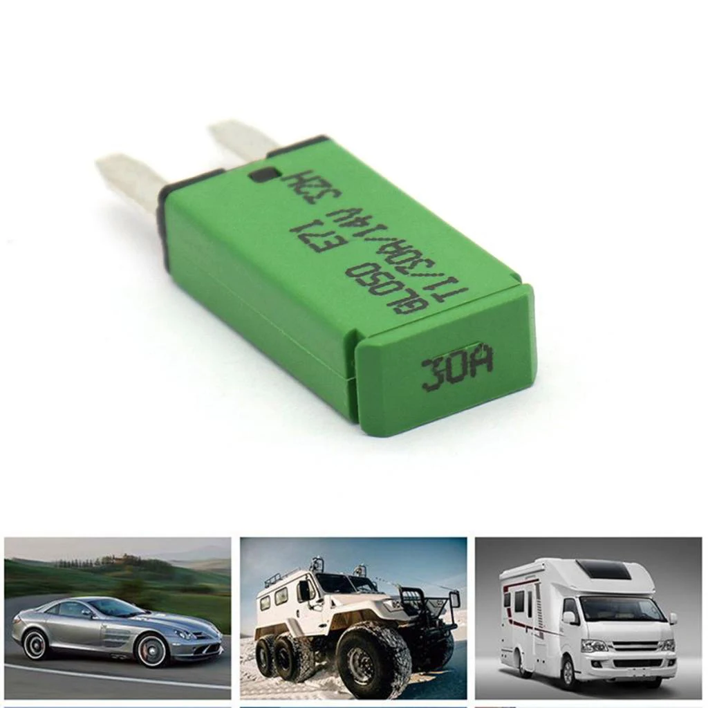 30A 14V DC Car Vehicle Mini Blade Fuse Circuit Breaker Resettable Green F444