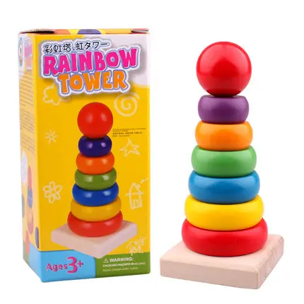 candice guo multi functional wooden colorful rainbow tower