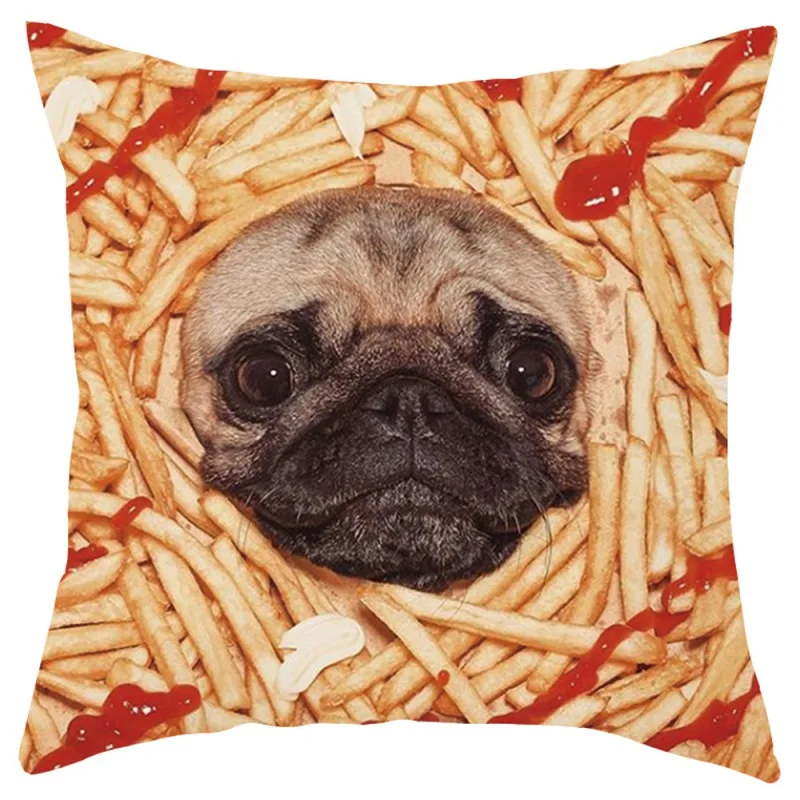 1 PC Funny Puppy Dog Throw Pillow Covers Short Plush Polyester Square Pillowcases for Home