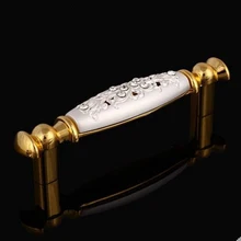 96mm deluxe 24K gold drawer pull knob cabinet handle crystal diamond white dresser cupboard wardrobe furniture decoration handle