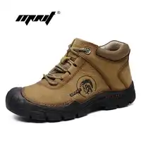 Natural Leather Lace Up Men Boots Super Warm Fur Snow Boots Handmade Waterproof Ankle Boots Plus Size Men Winter Shoes Men