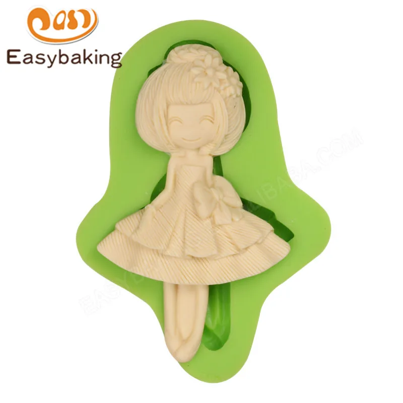 ES-1405-9 Lovely Little girl in skirt Silicone Molds for Fondant Cake Decorating