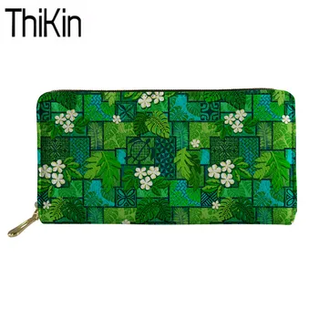 

Thikin Women Wallets for Credit Card Ladies Moku Malihini Printing Long Purse Females Floral Phone Holder Girls Cluth Money Bag
