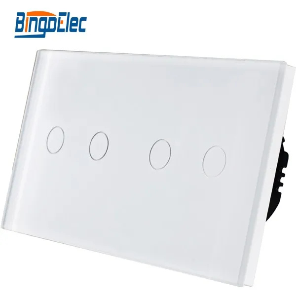 European 4gang glass panel touch light switch AC110 250V Hot Sale