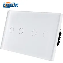 European 4gang glass panel touch light switch AC110 250V Hot Sale