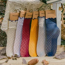 La MaxPa/2 пары креативные носки с вырезами и цветами и кружевными краями сетчатые женские носки в стиле хараджуку, кучи, милые носки Sokken Calcetines k1539