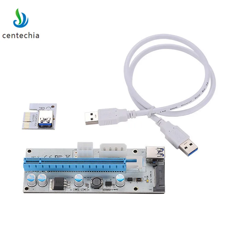 60cm PCI-E Riser 008s 007s 007 006 006c Express 1X 4x 8x 16x Extender USB Riser Adapter Card SATA 4pin 6pin for BTC Mining GHMY
