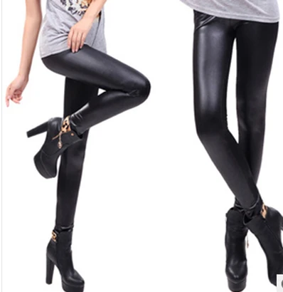 

New 2019 Spring Autumn Slim Fit classic fashion high elastic flat leather Thin Leggings Caual pants Women Leggins Trousers