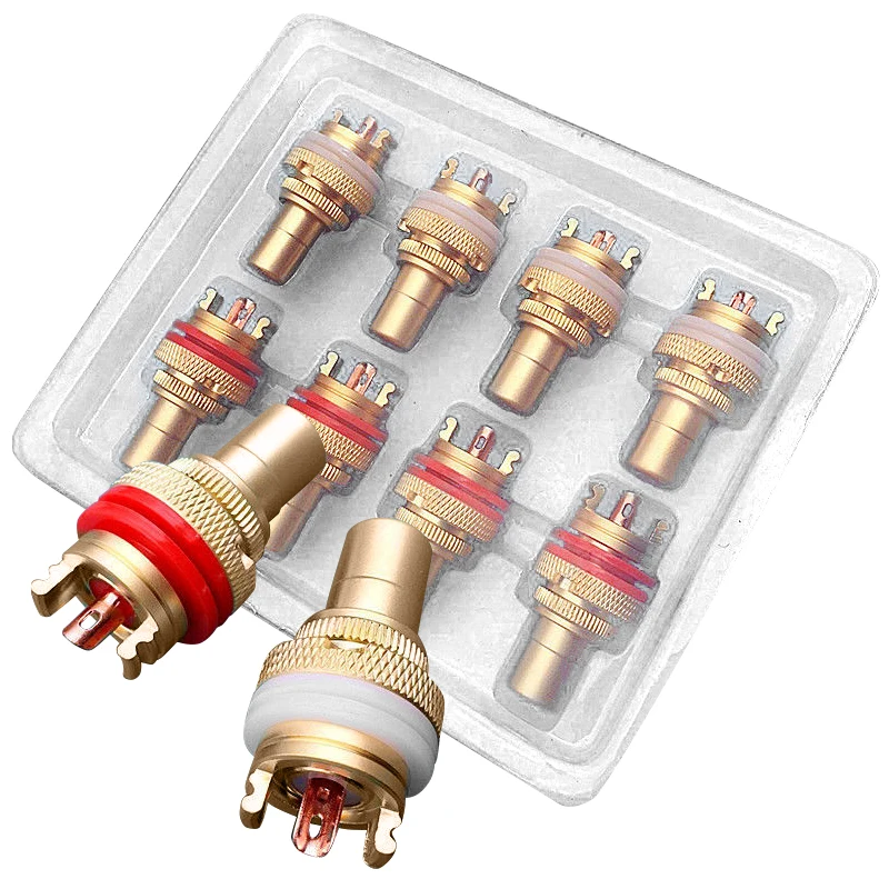 Mayitr 8pcs Red White RCA Female Socket Chassis High Quality RCA CMC Female Connector Phono Copper
