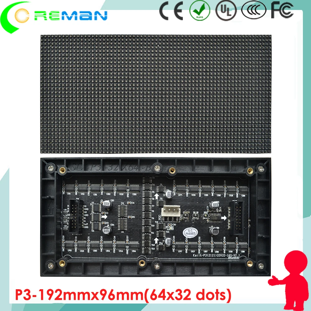 HD видео настенный экран для помещений smd p3 светодиодный модуль 96*192 мм 32*64 64*32/Шаг пикселей 3 мм 192x96 мм 64x32dots светодиодный модуль вывески