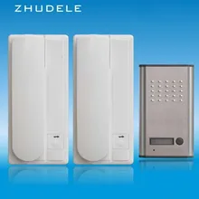 ZHUDELE домашний дверной телефон безопасности ZD-3208DD аудио дверной звонок, 2-проводной домофон Функция разблокировки 1 наружная станция+ 2 ручки
