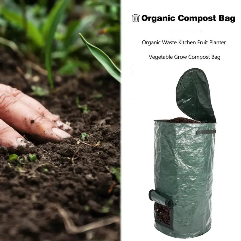 Garden Organic Waste Kitchen Garden Yard Compost Bag Environmental PE Cloth Planter Kitchen Waste Disposal Organic Compost Bag