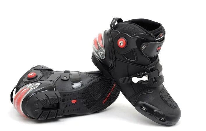 Motorcycle Motocross Motorbike Racing Speed Leather Boots / Shoes Black Waterproof