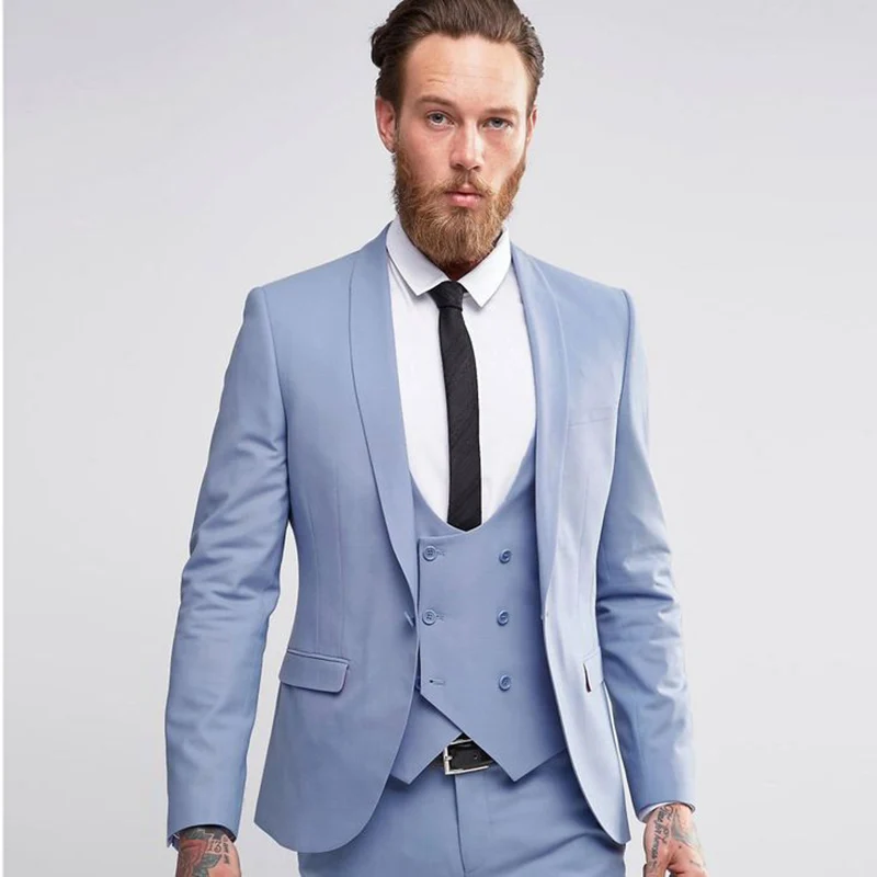 Grey 3 Piece Men Suits for Wedding Suits for Men Blazer Costume Mariage Homme Black Man Suit Slim Fit Groom Tuxedo Prom Party