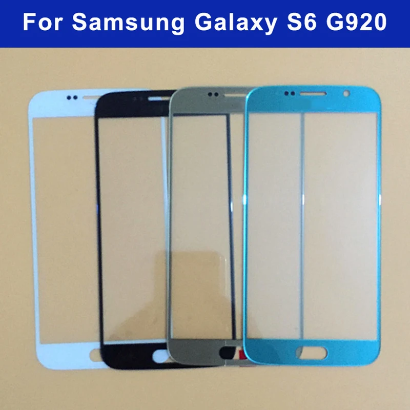 

Original Front Screen LCD Glass Lens Outer Glass Repair Replacement For Samsung S6 g920 g920f SM-G920F +Sticker sky blue gold