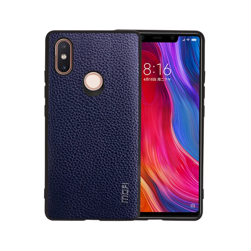 Для Xiaomi mi 8 Se чехол Mofi для Xiaomi mi 8 чехол твердая задняя крышка из искусственной кожи для Xiaomi mi 8 чехол синий mi 8Se чехол коричневый - Цвет: Blue