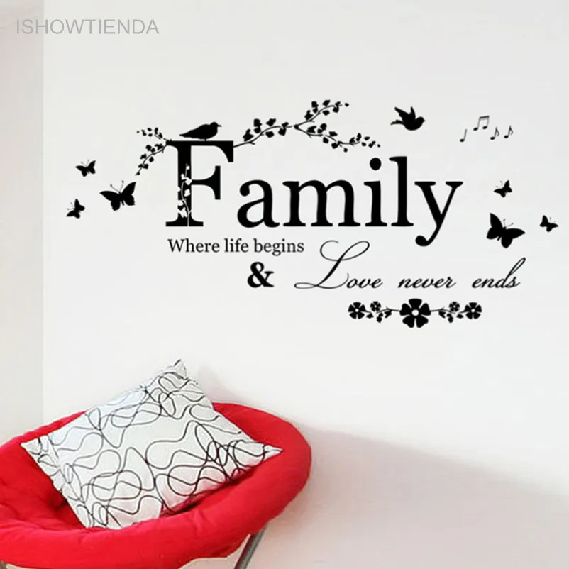 

ISHOWTIENDA Vovotrade 2016 Family Flower Butterfly Art Vinyl Quote Wall Stickers Sweet Wall Decals Home Decor Wallpaper New