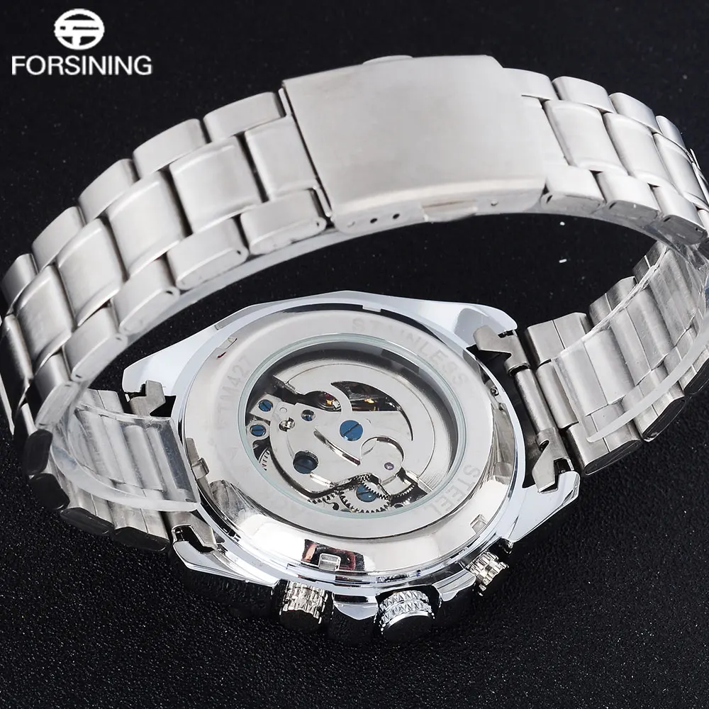 FORSINING, роскошные Брендовые мужские часы, популярные деловые наручные часы, автоматические механические скелетоны, светящиеся точки, Relogio Masculino