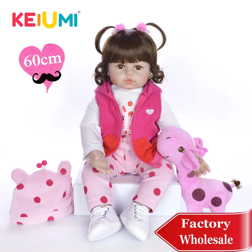 KEIUMI 24 ''локоны Reborn силиконовые детские куклы реалистичные Menina Boneca Мягкая кукла