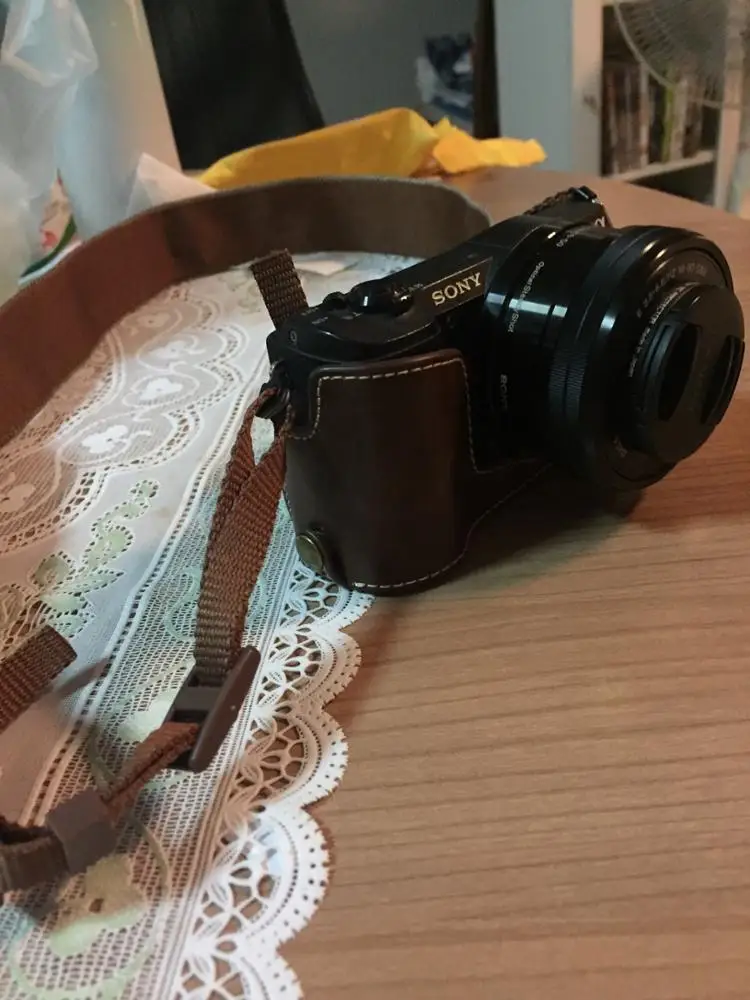 Кожаная сумка для камеры Sony A7M2 A7R2 A6400 A6500 A6300 A6000 a7R3 A5100 A5000 A9 A7R RX1 комплект с крышкой
