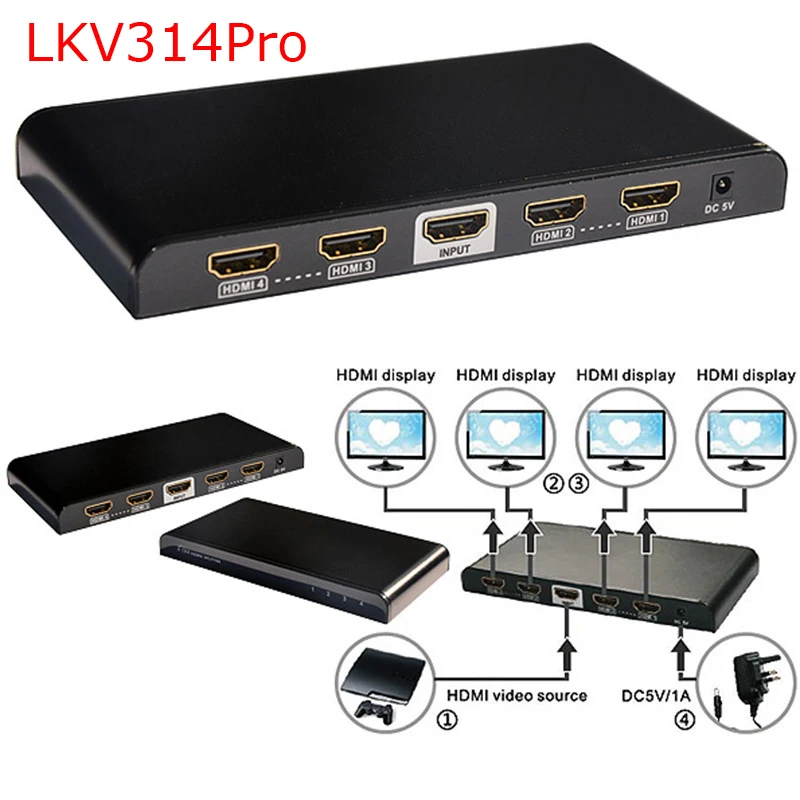 3D Real 4K x 2K HDMI Splitter Amplifier / 1HDMI to 4