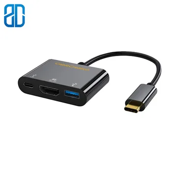 

3-in-1 USB Type C hub USB C to HDMI 4K Female+USB 3.0+USB C Data Sync Adapter, Compatible MacBook/Pro/iMac,Chromebook Pixel,