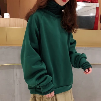 

HAYBLST Brand Women Sweatshirt2019 Autumn Winter Fashion Solid Patchwork Clothing Plus Size 2XL Korean Womens Loose Sweatshirt