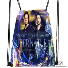 Custom Castiel-Dean-supernatural Drawstring Backpack Bag Cute Daypack Kids Satchel (Black Back) 31x40cm#180612-02-33