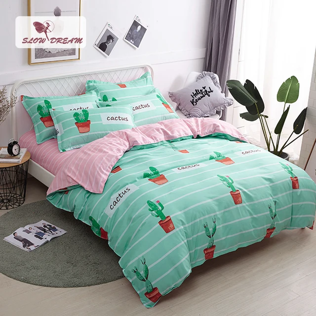 Best Offers SlowDream Bedding Set 3/4PCS Nordic Underwear Duvet Cover Pillowcase Bedspread Adult Child Queen King Double Sheet Bed Linen Set