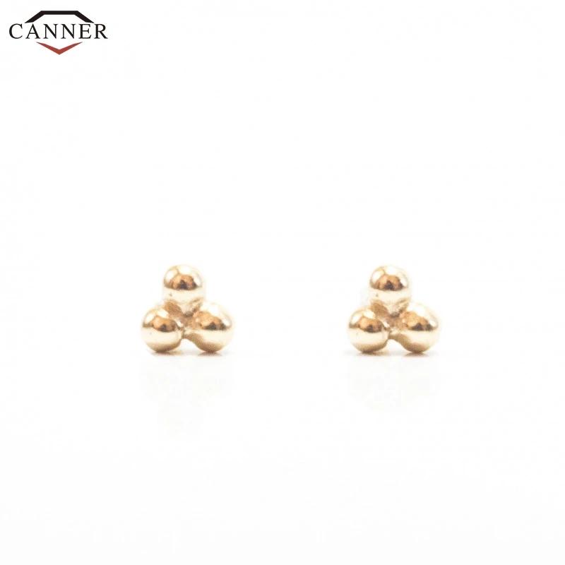 CANNER Delicate Flower Earrings for Women Girls Gold Color Stud Earrings 925 Sterling Silver Mini Earring Jewelry H40