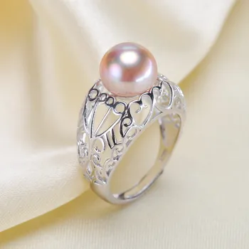 

Top Quality S925 Sterling Silver Rings Accessory Open Rings Settings Blank Tray Fit Half Hole Pearl DIY Finger Rings Accessories