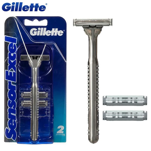 Elektrisch Fitness via Gillette Sensor Excel Scheren Scheermesjes Voor Mannen Scheerapparaat 1  Houder Met 2 Bits Merk Scheermes - AliExpress