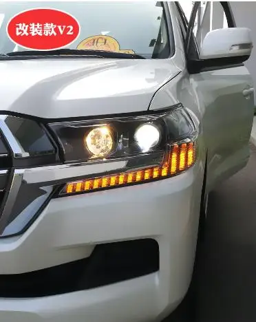 Автомобильная фара для Toyota Land Cruiser LC200 светодиодный головной светильник s DRL Дневной ходовой светильник - Цвет: Темно-серый