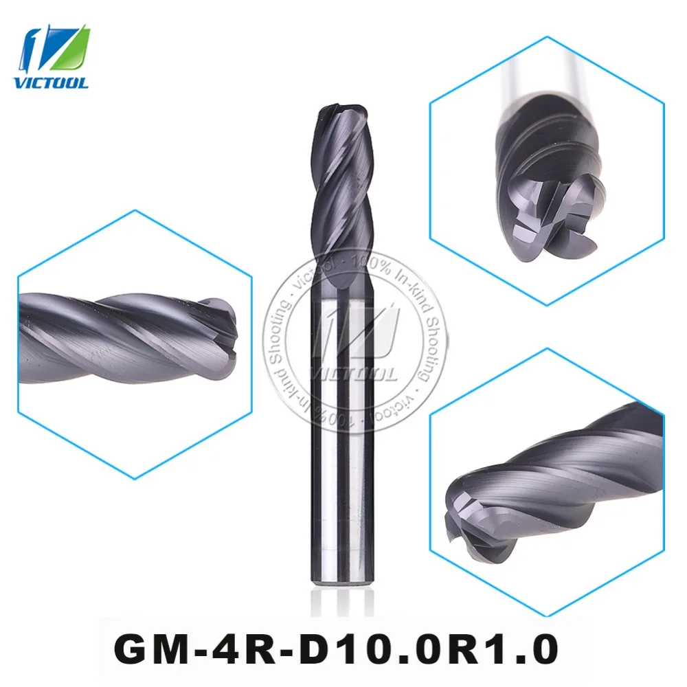

GM-4R-D10.0R1.0 Cemented Carbide End Mills 4-Flute R End Mills Straight Shank Milling Cutter Metal Drill Bits Cutting Tools
