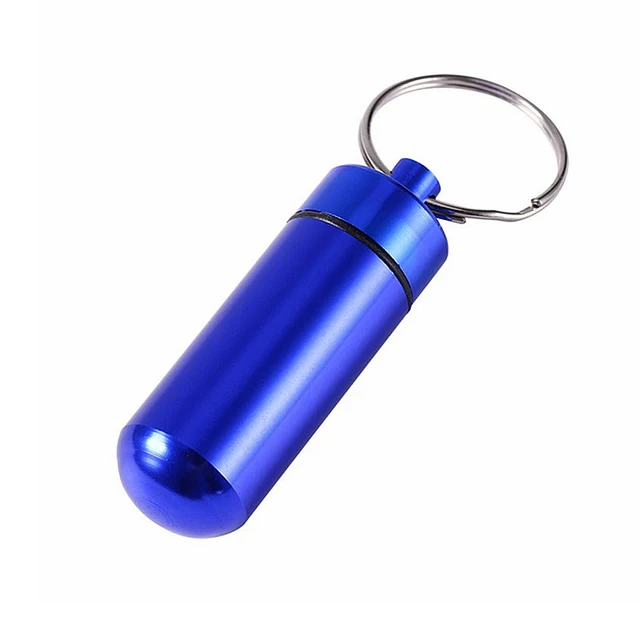 Mini Waterproof Keychain Metal Outdoor Travel Portable Pill Bottle Key