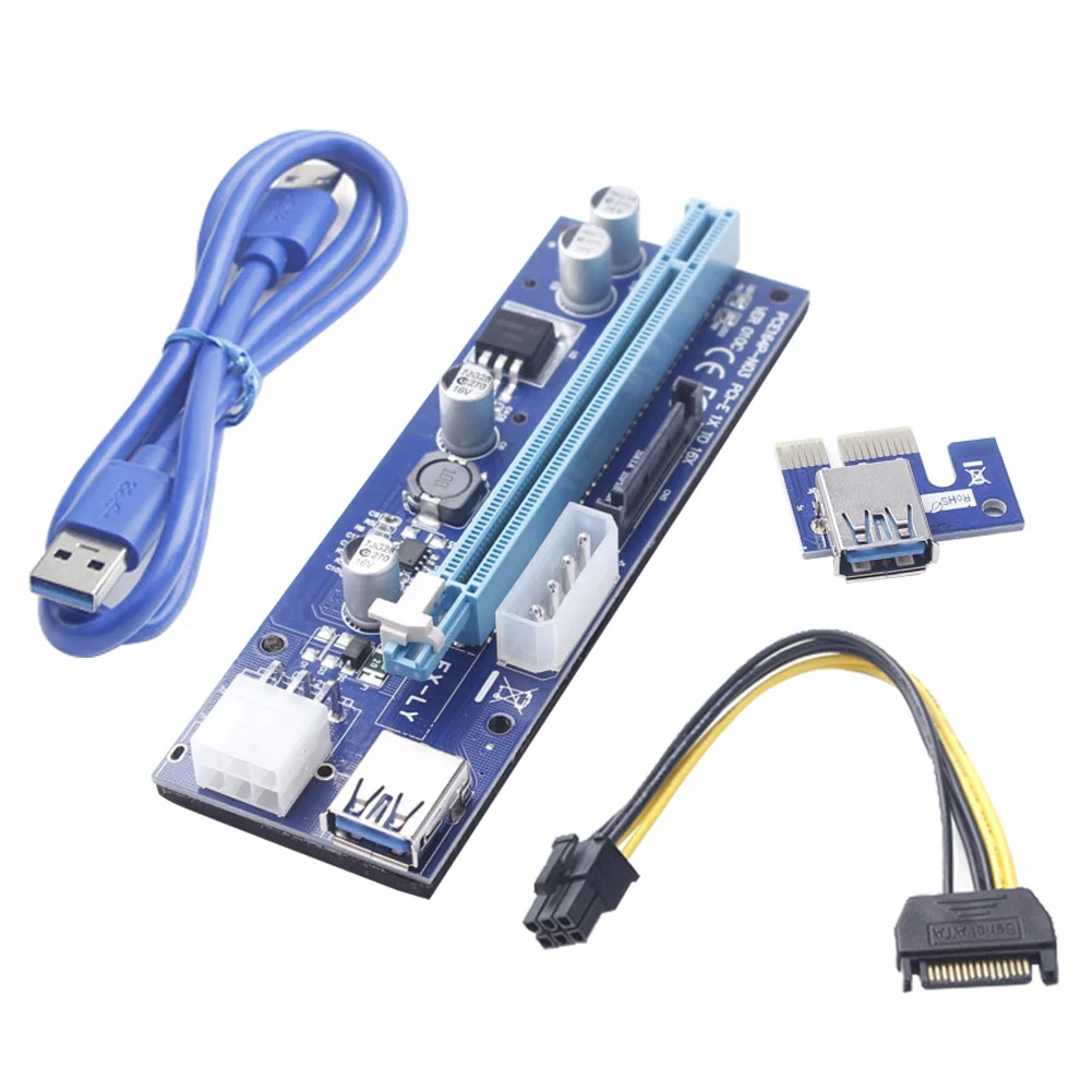 

1pc/6pcs/12pcs 6 PIN USB 3.0 PCI-E Express Riser Card Adapter 1x to 16x Mining Extender Board Cable @JH