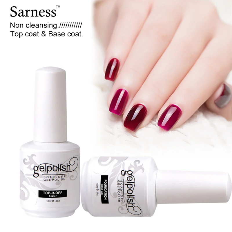 

Sarness Tops Gel 15ML Soak Off Transparent Nail Art Base Coat Top Coat Finish UV LED Gel Lacquer Glitter Gel Nail Polish Paint