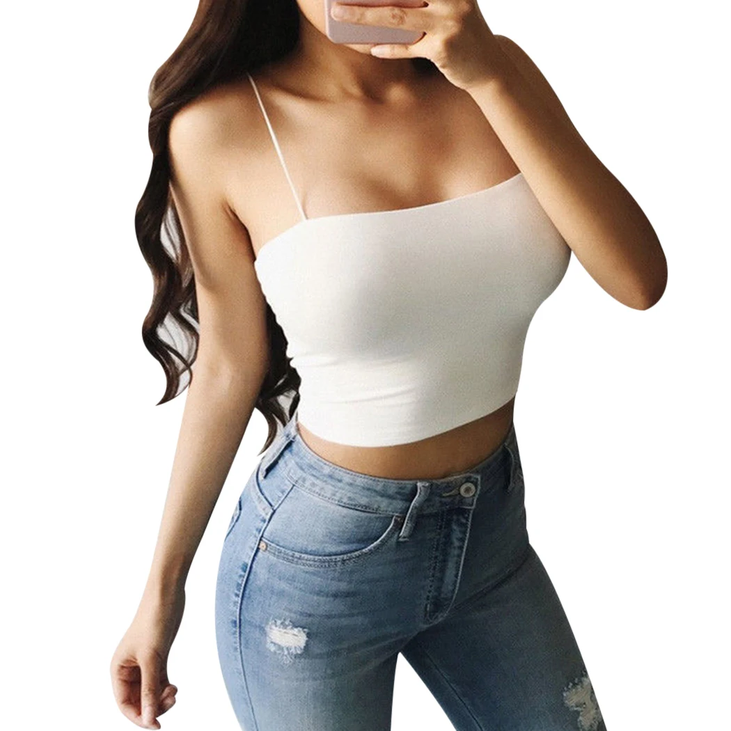 

Summer Crop Top Casual Cotton Black Camisole Women Sleeveless Camis Tank Top Basic Backless Slim Beach White Camis Tops Q1