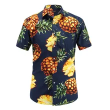 Пляжная стильная модная Гавайская Мужская рубашка с короткими рукавами и рисунком ананаса S-3XL