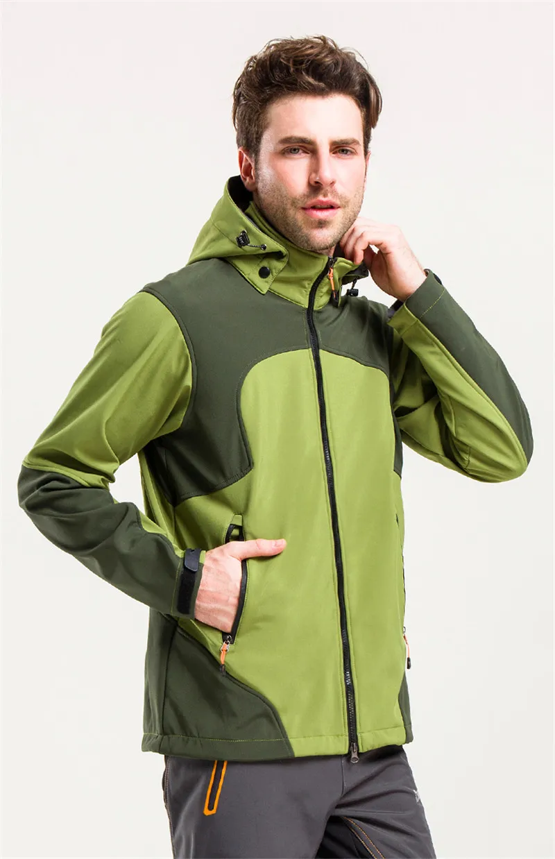 Пальто-свитер софтшелл для спорта на открытом воздухе, быстросохнущая Водонепроницаемая ветровка из полиэстера, теплая спортивная мужская одежда для велоспорта, походная куртка