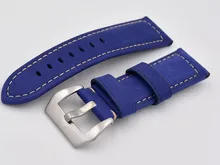 24 MM 26 MM Givré Bleu Rétro En Cuir Bracelets, hommes Modèles En Cuir de Vachette Strap Pour panerai Ou Sport Montre, Shiping Libre