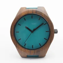 Черный сандал деревянный relojes кварцевые мужские часы свободного покроя синий цвет кожаный ремешок часы древесины мужской наручные часы relogio Masculino