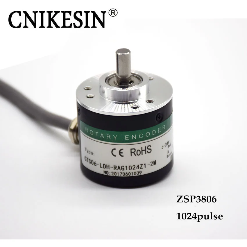

CNIKESIN Incremental Photoelectric Rotary Encoder ZSP3806-1024P/R 1024 Phase 1024 Wire ABZ Pulse